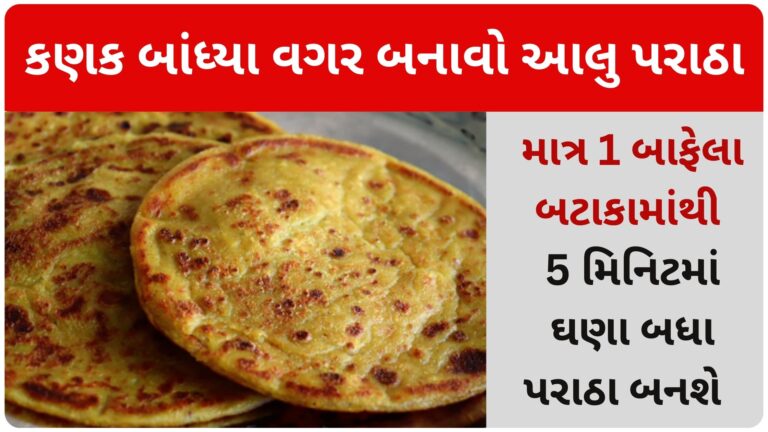 માત્ર એક બાફેલા બટાકામાંથી 5 મિનિટમાં સવારે કણક બાંધ્યા વગર બનાવો ઘણા બધા આલુ પરાઠા